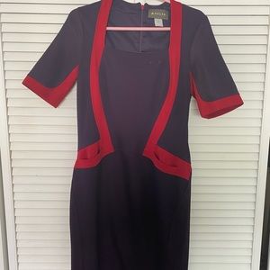 Delta Airlines, asymmetrical dress, form fitting